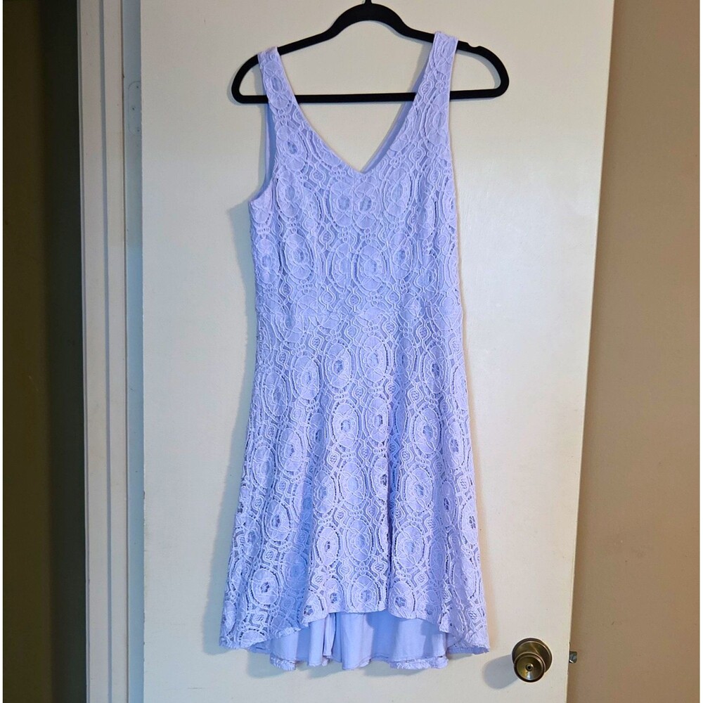 Maurices Purple Floral Lace V-Neck Sleeveless Fit & Flare Zip Dress 11